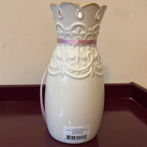 Lenox Love Notes Loved Bud Vase with Charm. New with tags - Picture 6 of 6
